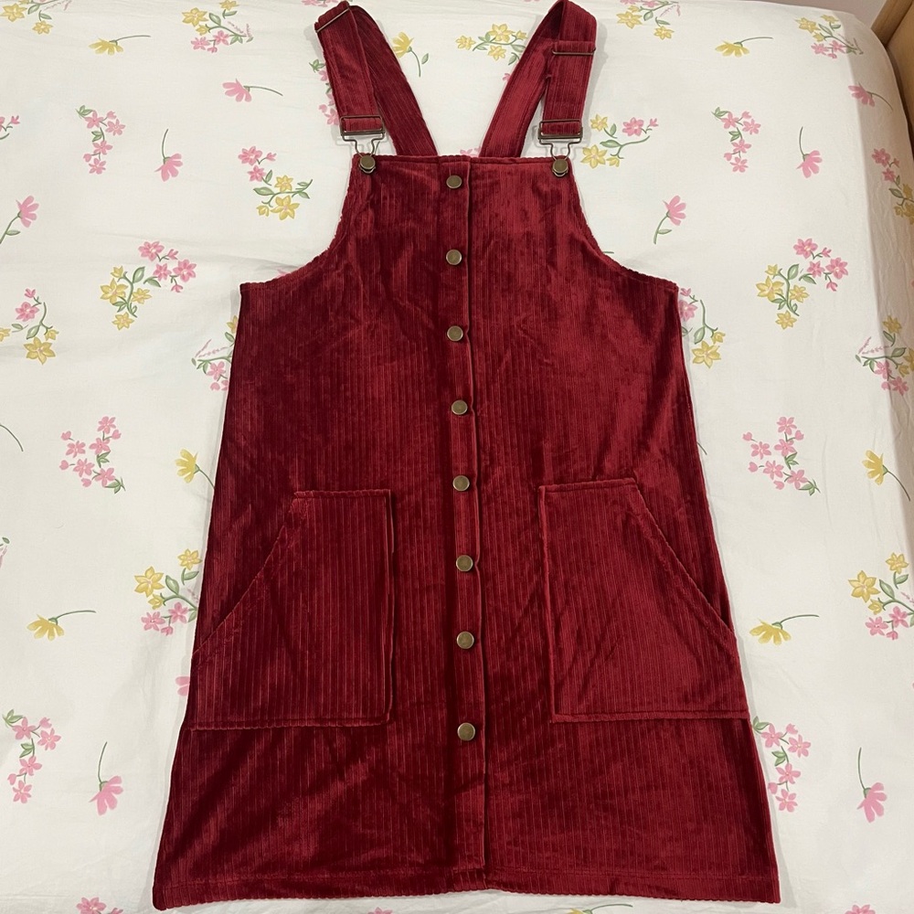 Overall Dress; pomegranate color; women’s medium; Planet Gold
